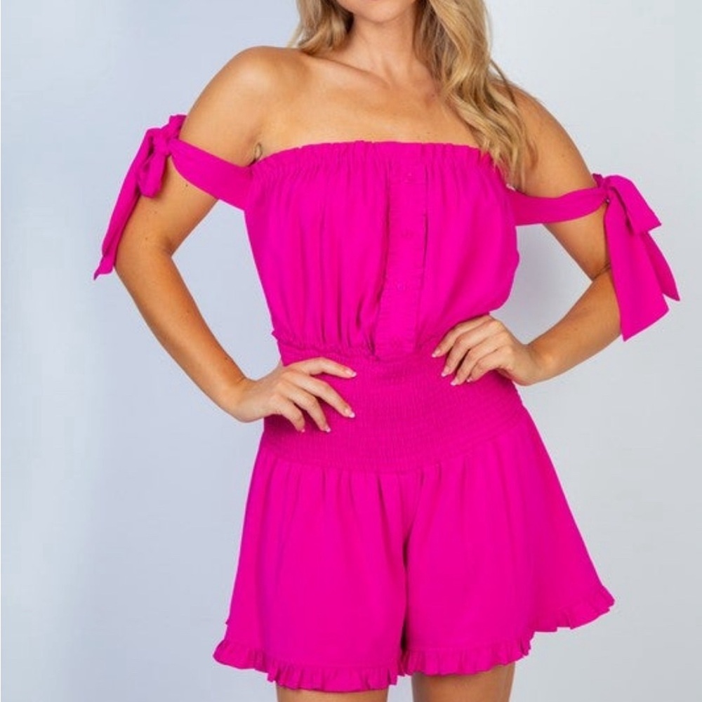 White birch hot pink romper
